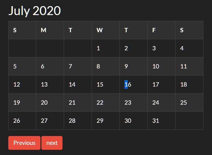 Create A Monthly Calendar For Date Picking - jQuery Osmanli Calendar