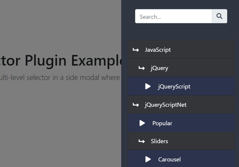 Filterable Multi-level Selector Plugin - jQuery Modal Selector
