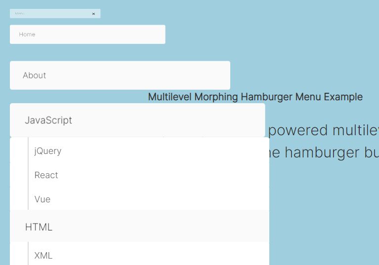 Multilevel Morphing Hamburger Menu With jQuery And CSS3