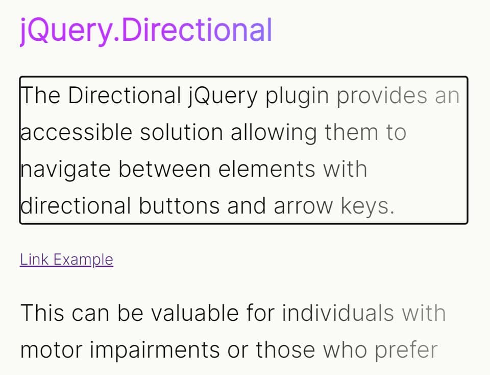Navigate Between Elements With Directional Buttons - jQuery Directional