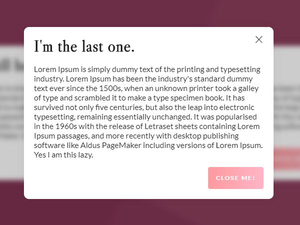 Nested Modal Windows With Blurred Background - jQuery Modally