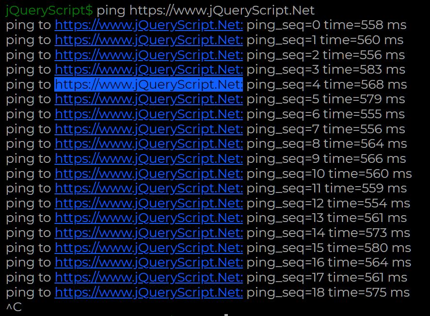 Online Ping Tool With jQuery Ping And Terminal Plugins