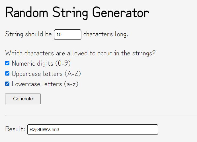 Random String (Password) Generator In jQuery