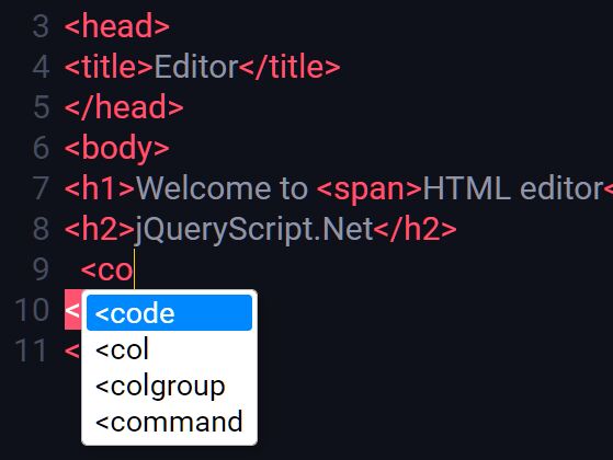jQuery code editor Plugins | jQuery Script