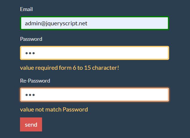regex validate mini - Free Download Minimal Form Validator With jQuery And Regex - jQuery validateMini