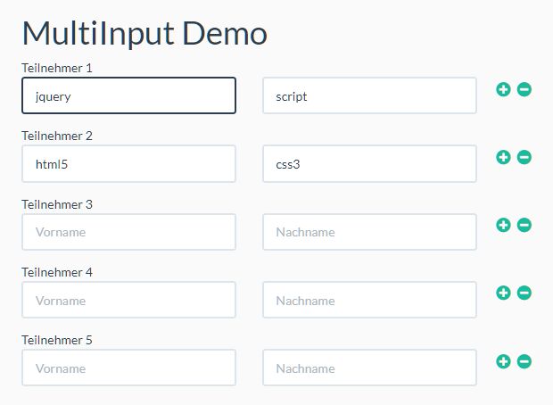 Create Dynamic Repeatable Form Elements - jQuery multiInput