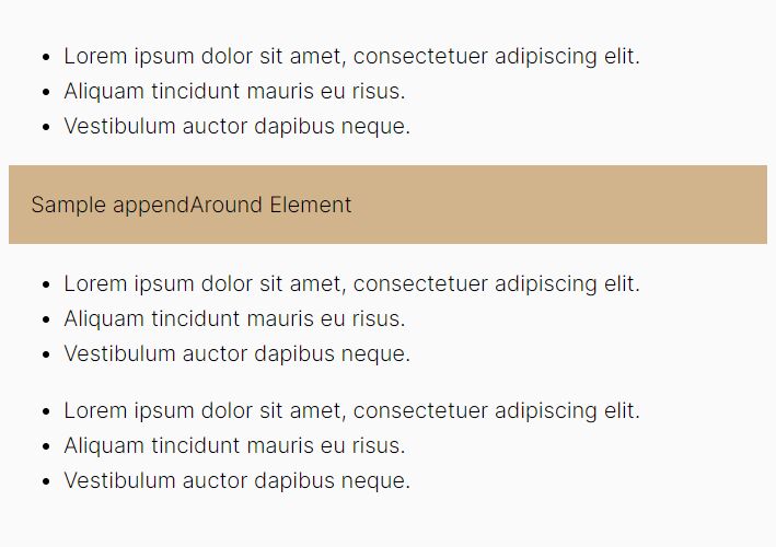 Control Where Element Should Be In The DOM - jQuery AppendAround