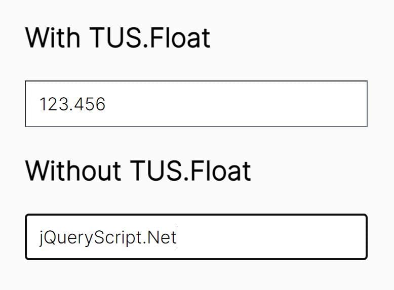 Restrict Input Fields to Floatings - jQuery TUS.Float