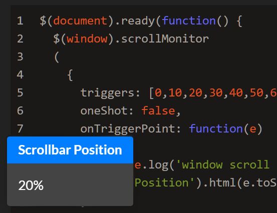 Determine Browser Scroll Percentage In jQuery - ScrollMonitor