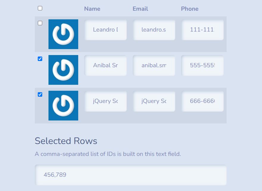 Select & Unselect Rows In HTML Table - jQuery SelectRows.Js