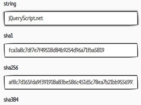 SHA 1/256/384/512 Hash Generator Using Web Crypto API - jQuery Hash