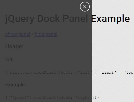 Easy Sliding Side Panel Plugin For jQuery - dockPanel