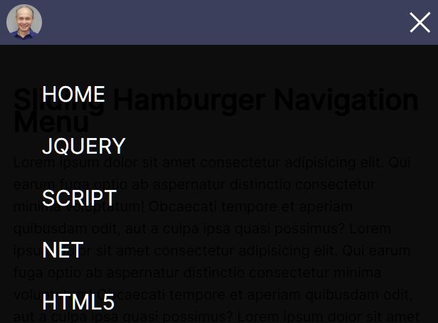 Sliding Hamburger Dropdown Menu With jQuery And CSS3