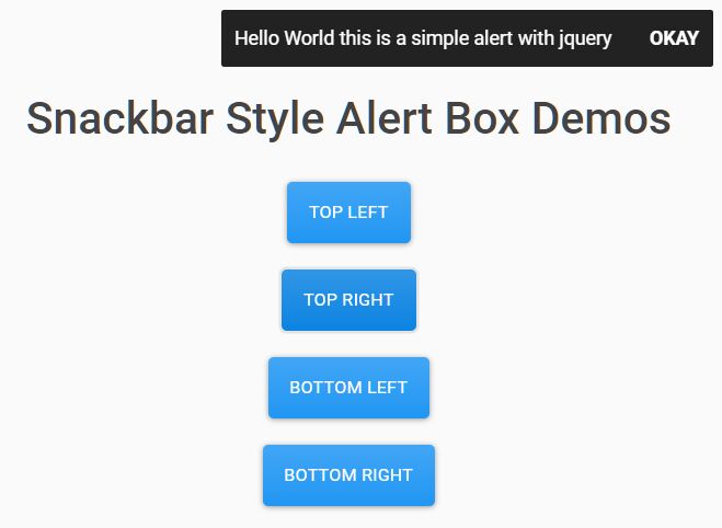 Material Inspired Snackbar Notification Libraries - CSS Script