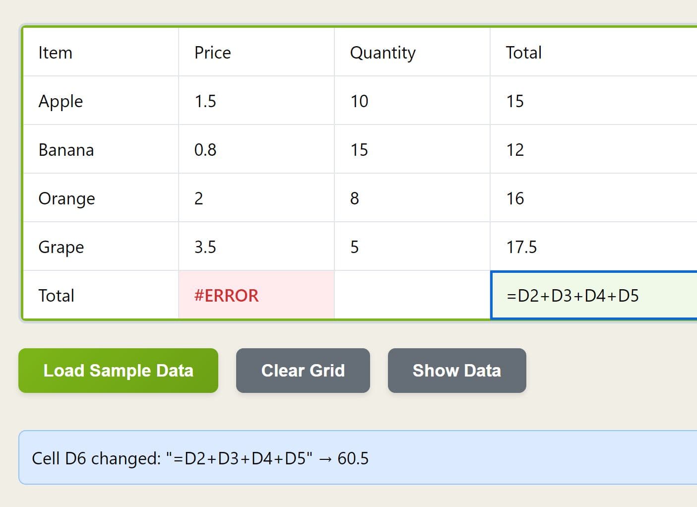 Create Interactive Spreadsheets in jQuery - Excel Grid