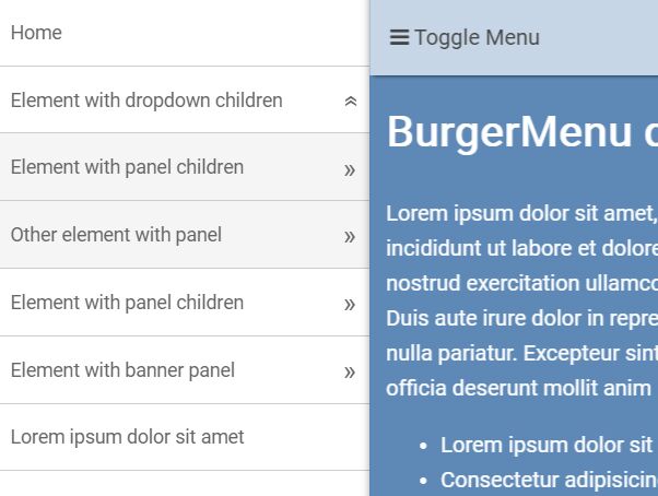 Sticky Multi-level Mobile Menu - jQuery Burgermenu