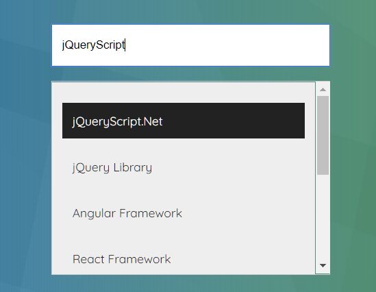 Attach Suggestion List To Input Field - jQuery input-dropdown