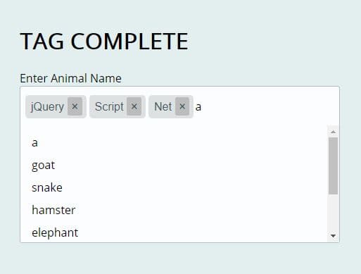 Select Multiple Tags From An Autocomplete Dropdown - jQuery Tagcomplete