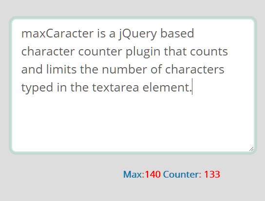 Configurable Character Counter For Textarea - jQuery maxCaracter