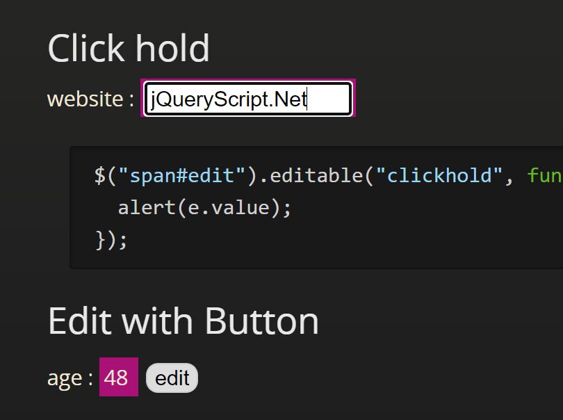 Tiny Edit In Place Plugin - jQuery Editable