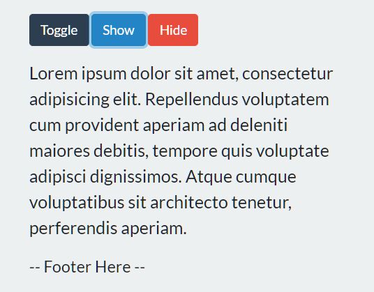 Toggle Element Visibility With Slide & Fade Animations - Visibility | Free jQuery Plugins Toggle Element Visibility With Slide & Fade Animations - Visibility | Free jQuery Plugins