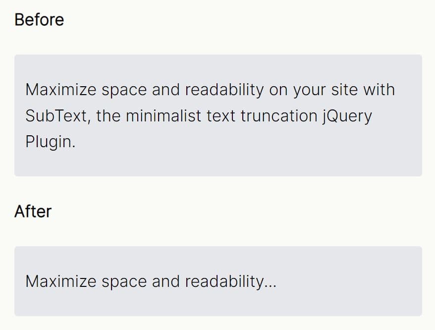 Trim Long Text Blocks To Improve Reading Experience - jQuery subText