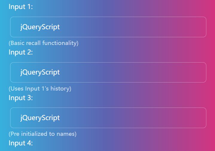 Enable Up/Down Arrow History In Text Field - jQuery Recall.js