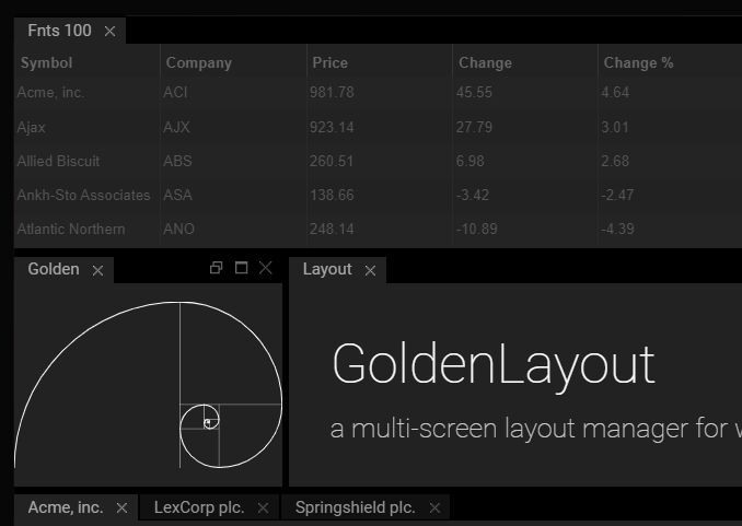 Responsive Draggable Resizable Windows Manager - Golden Layout