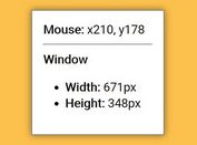 Display Current Window Size And Cursor Position With jQuery - Debug Window