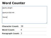 Simple Character, Word and Paragraph Counter Plugin For jQuery