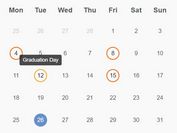 Animated Event Calendar In jQuery - Simple Calendar