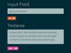 Real-time Character Counter With Spaces - jQuery charCounter.js
