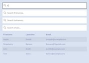 add column filter to html table