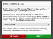 GDPR Compliant Google Analytics Embed Plugin - jQuery cookieWall