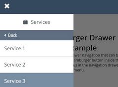 Hamburger Drawer Navigation With Sliding Sub-menus