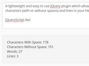 jQuery Based Word/Character/Line Counter For Text Box