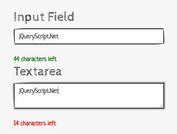 Limit Characters For Text Fields - jQuery Char Count