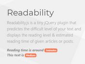 Calculate Readablity & Reading Time Of Text - readability.js