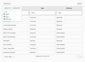 Lightweight jQuery Data Tables with Sorting, Paging, and Filters