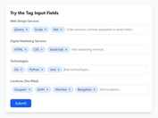 Modern jQuery Tags Input System Styled with TailwindCSS